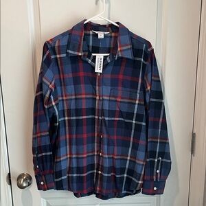 Old Navy Navy and Red Plaid Shirt